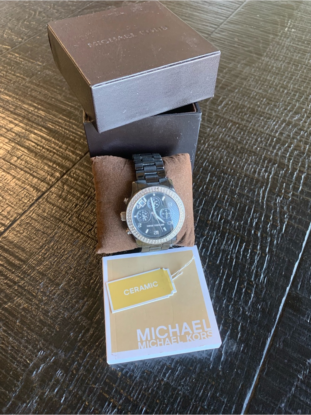 Michael Kors Black Watch with Gold Crystal Bezel